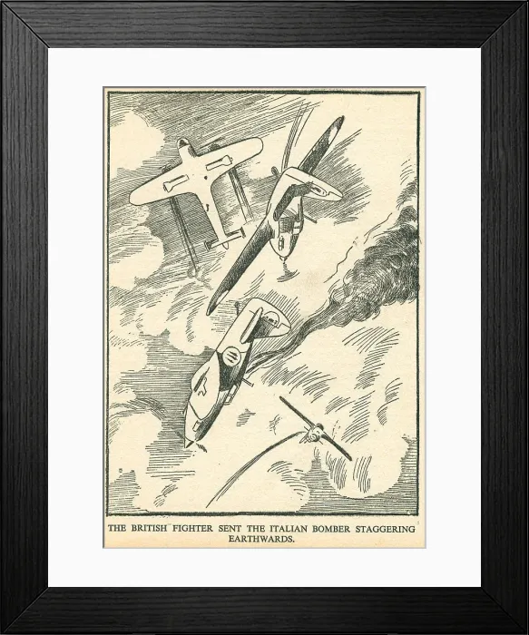 Framed Print : WW2 - British Fighter Vs Italian Bomber Framed Print : WW2 - British Fighter Vs Italian Bomber