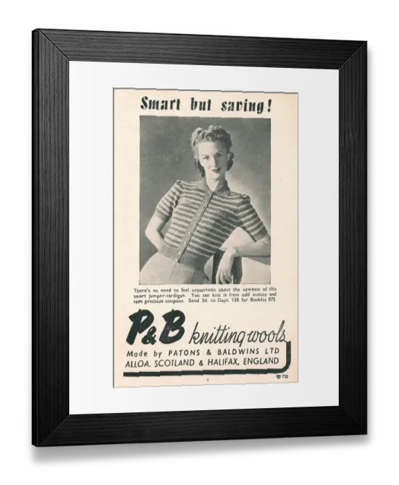 Framed Print : Wartime P & B Knitting Wools Advert Framed Print : Wartime P & B Knitting Wools Advert