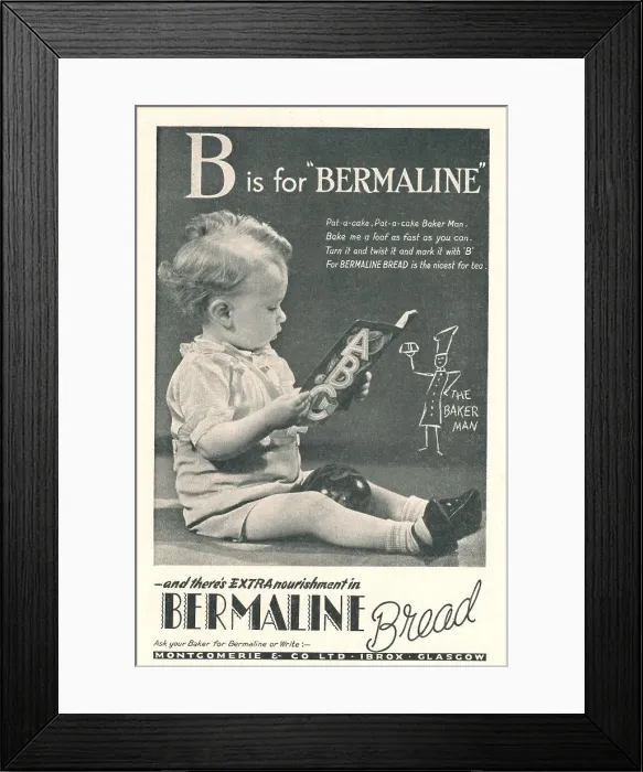 Framed Print : Wartime Bermaline Bread Advertisement Framed Print : Wartime Bermaline Bread Advertisement