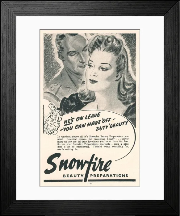 Framed Print : Wartime Snowfire Advertisement Framed Print : Wartime Snowfire Advertisement