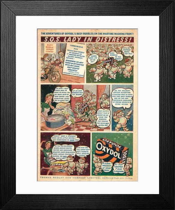Framed Print : Wartime Oxydol Comic Strip Advertisement Framed Print : Wartime Oxydol Comic Strip Advertisement