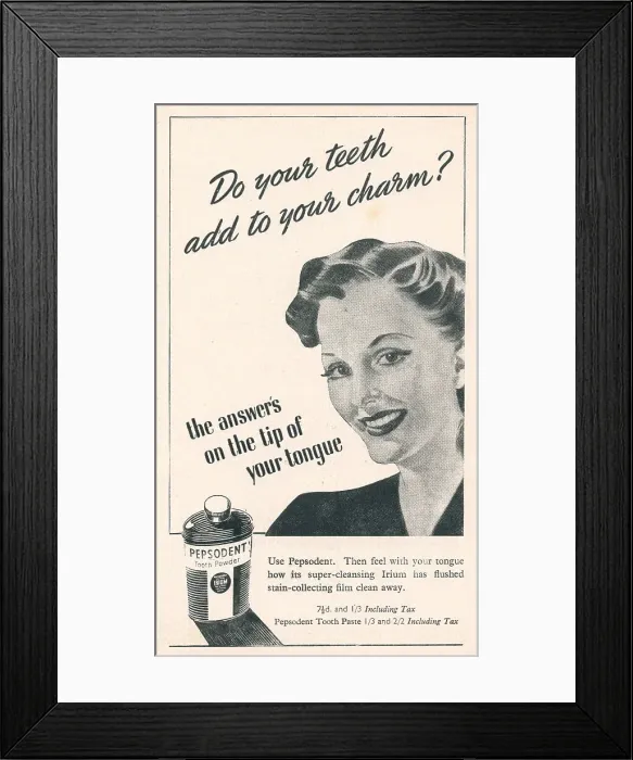 Framed Print : Wartime Pepsodent Advertisement Framed Print : Wartime Pepsodent Advertisement