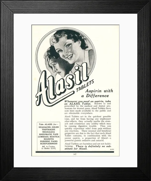 Framed Print : Wartime Alasil Advertisement Framed Print : Wartime Alasil Advertisement