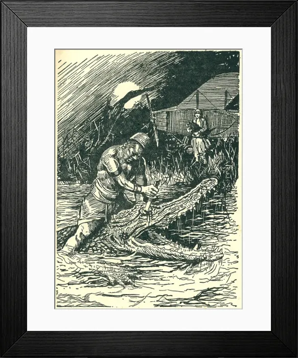 Framed Print : WW2 - Stranded In The Sudd, Crocodile Framed Print : WW2 - Stranded In The Sudd, Crocodile