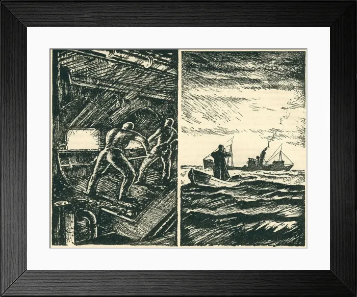 Framed Print : WW2 Story Book Illustrations, Ships Framed Print : WW2 Story Book Illustrations, Ships