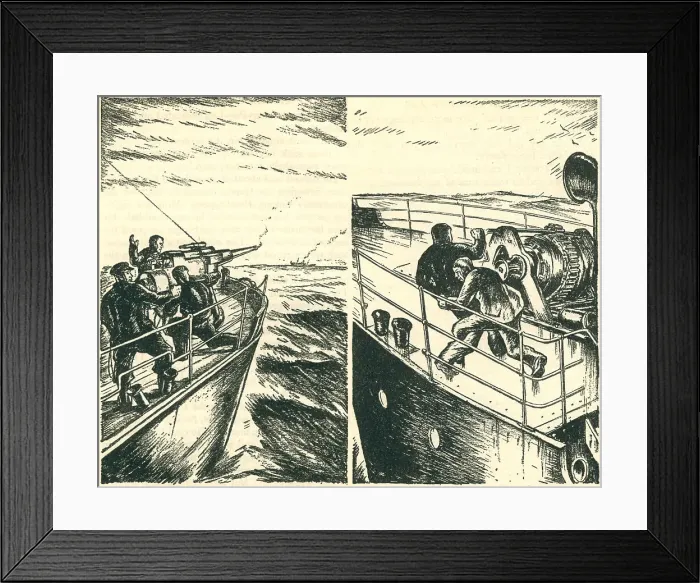 Framed Print : WW2 Story Book Illustrations, Ships Framed Print : WW2 Story Book Illustrations, Ships