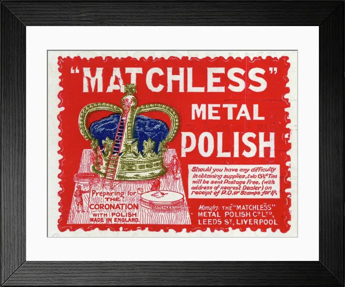 Framed Print : Matchless Metal Polish advert, polishing the Crown Framed Print : Matchless Metal Polish advert, polishing the Crown