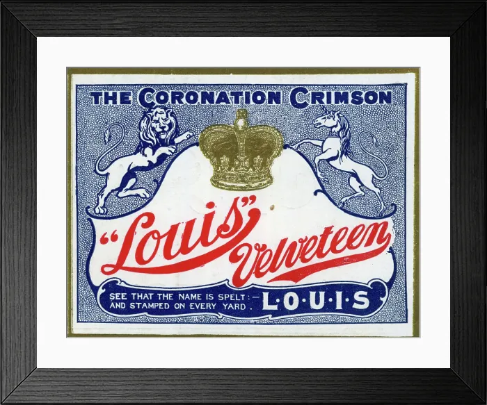 Framed Print : The Coronation Crimson, Louis Velveteen advert Framed Print : The Coronation Crimson, Louis Velveteen advert