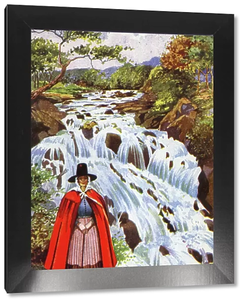 A Welsh Maid at Swallow Falls, Betws-y-Coed, Wales