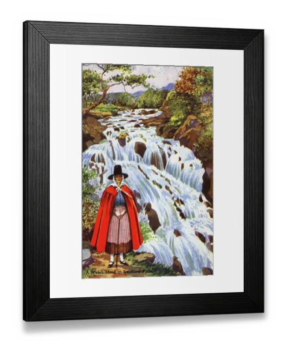 Framed Print : A Welsh Maid at Swallow Falls, Betws-y-Coed, Wales Framed Print : A Welsh Maid at Swallow Falls, Betws-y-Coed, Wales