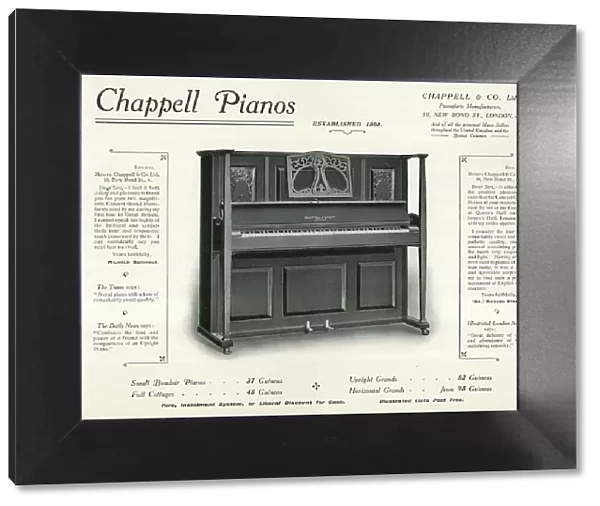 Advert for Chappell Pianos, London