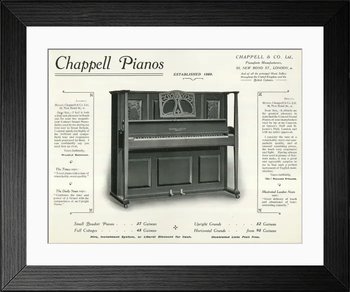 Framed Print : Advert for Chappell Pianos, London Framed Print : Advert for Chappell Pianos, London