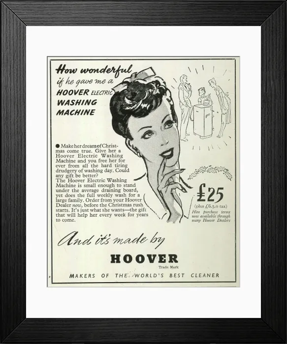 Framed Print : Advert, Hoover Electric Washing Machine Framed Print : Advert, Hoover Electric Washing Machine