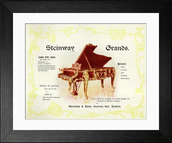Framed Print : Advert, Steinway Grand Pianos, London Framed Print : Advert, Steinway Grand Pianos, London