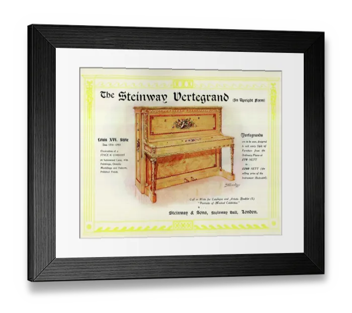 Framed Print : Advert, Steinway Vertegrand Piano, London Framed Print : Advert, Steinway Vertegrand Piano, London