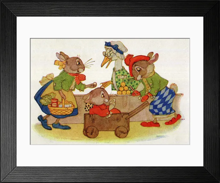 Framed Print : The Bunnies at the Shop Framed Print : The Bunnies at the Shop
