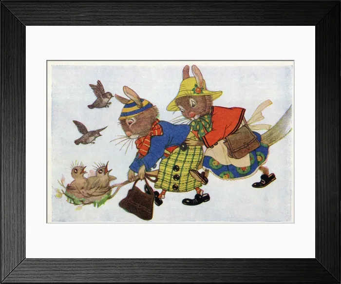 Framed Print : The Bunnies climb the tree to see the wrens nest Framed Print : The Bunnies climb the tree to see the wrens nest