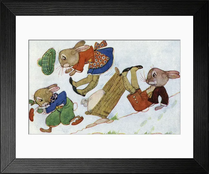 Framed Print : The Bunnies ride into a big stone Framed Print : The Bunnies ride into a big stone