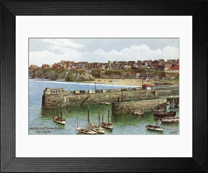 Framed Print : Harbour and Town Beach, Newquay, Cornwall Framed Print : Harbour and Town Beach, Newquay, Cornwall