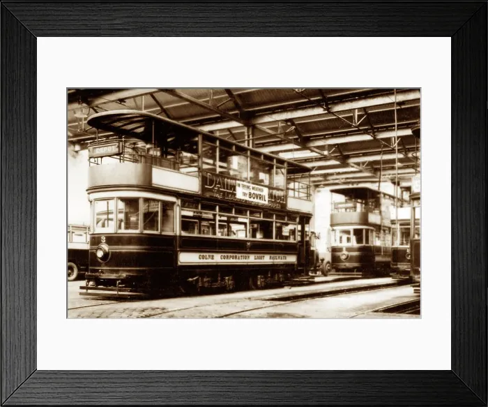 Framed Print : Circa 1920s Twenties Colne Corporation Tram Depot Framed Print : Circa 1920s Twenties Colne Corporation Tram Depot