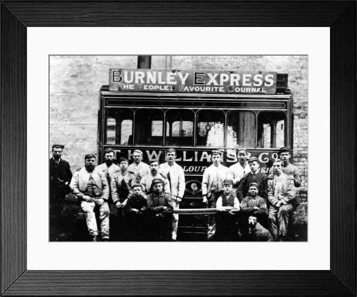 Framed Print : Burnley steam tram depot staff, Victorian period Framed Print : Burnley steam tram depot staff, Victorian period