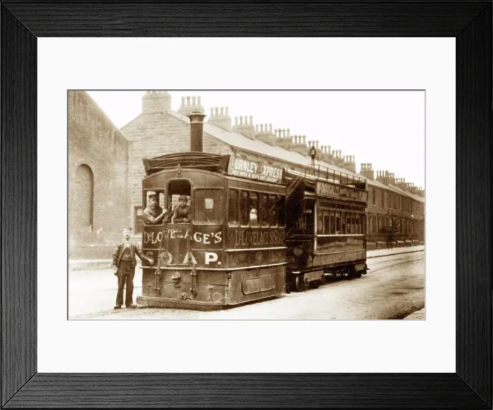 Framed Print : Burnley steam tram, Victorian period Framed Print : Burnley steam tram, Victorian period