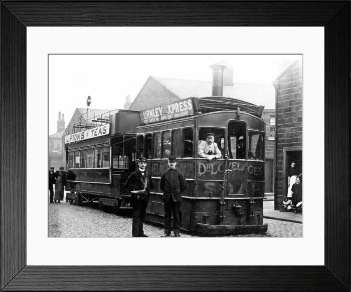 Framed Print : Burnley steam tram, Victorian period Framed Print : Burnley steam tram, Victorian period