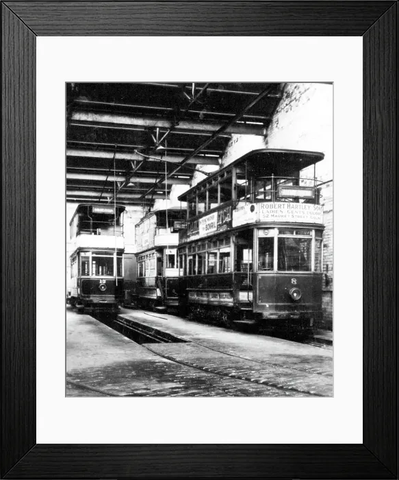 Framed Print : Colne Corporation tram depot, early 1900s Framed Print : Colne Corporation tram depot, early 1900s