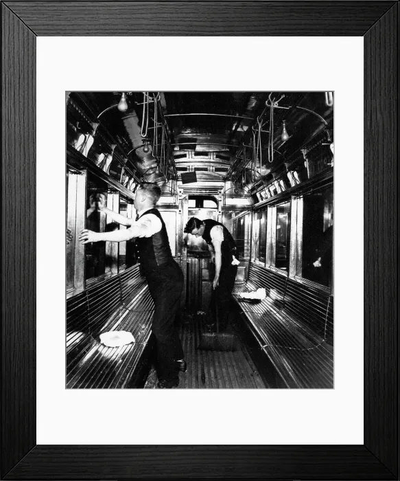 Framed Print : Cleaning a Burnley tram, probably 1920s Framed Print : Cleaning a Burnley tram, probably 1920s
