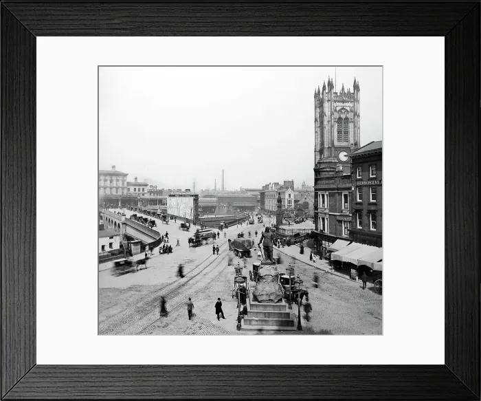 Framed Print : Exchange Street, Manchester, Victorian period Framed Print : Exchange Street, Manchester, Victorian period