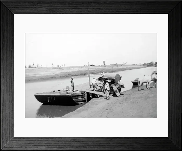 Framed Print : Ferry on Grand Canal, Dezhou, China, early 1900s Framed Print : Ferry on Grand Canal, Dezhou, China, early 1900s