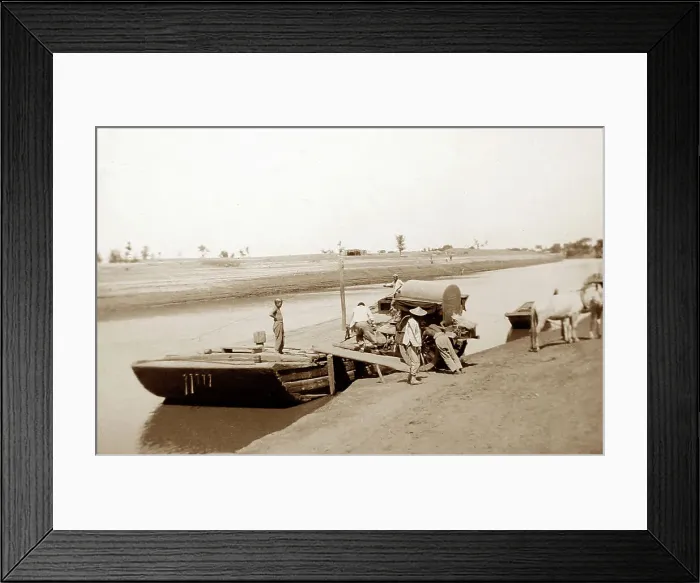 Framed Print : Ferry on Grand Canal, Dezhou, China, early 1900s Framed Print : Ferry on Grand Canal, Dezhou, China, early 1900s