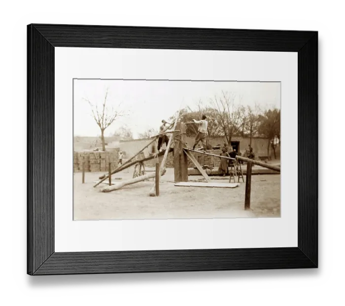 Framed Print : Sawing wood, China, early 1900s Framed Print : Sawing wood, China, early 1900s