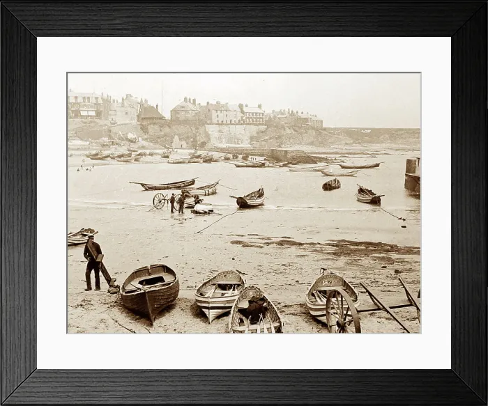 Framed Print : Cullercoats beach, Victorian period Framed Print : Cullercoats beach, Victorian period