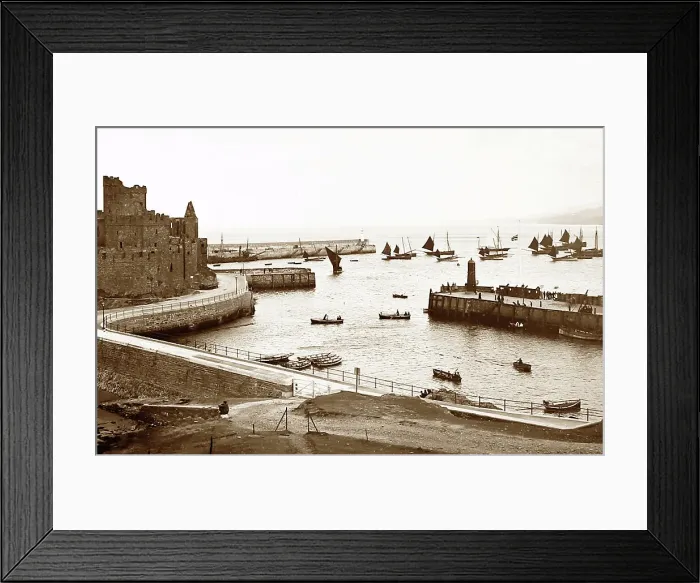 Framed Print : Peel Castle and harbour, Isle of Man, Victorian period Framed Print : Peel Castle and harbour, Isle of Man, Victorian period