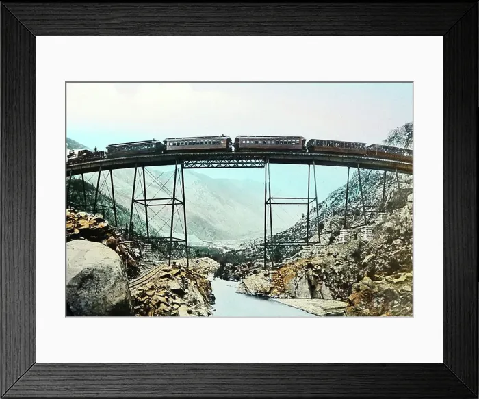 Framed Print : Railway bridge in the Rocky Mountains, USA, Victorian period Framed Print : Railway bridge in the Rocky Mountains, USA, Victorian period