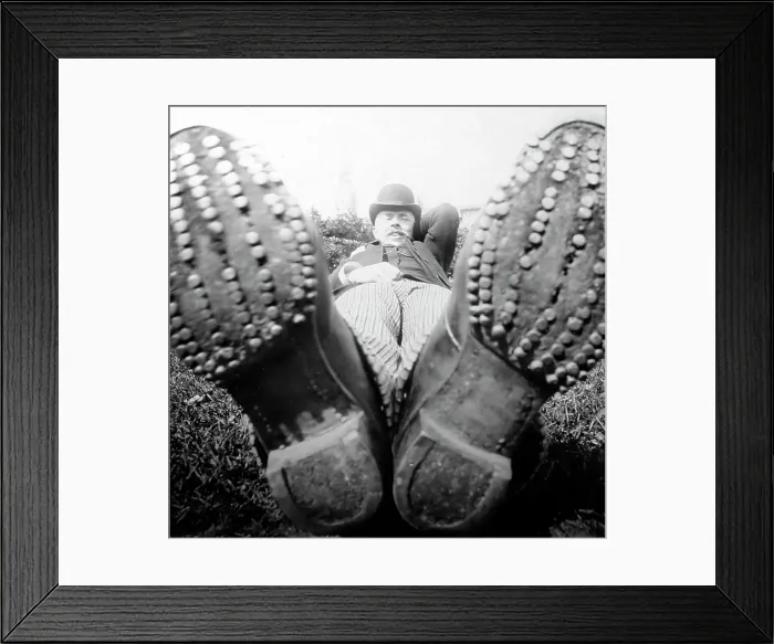 Framed Print : A happy hiker, Victorian period Framed Print : A happy hiker, Victorian period