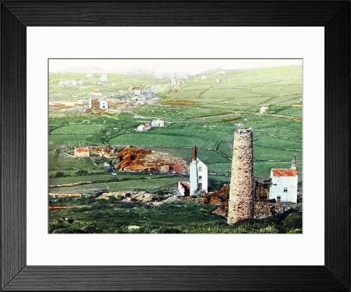 Framed Print : Cornish tin mines, Rosewall Hill, St. Ives, Victorian period Framed Print : Cornish tin mines, Rosewall Hill, St. Ives, Victorian period