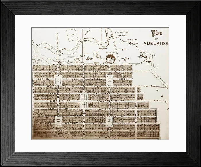 Framed Print : A street plan of Adelaide, Australia, Victorian period Framed Print : A street plan of Adelaide, Australia, Victorian period
