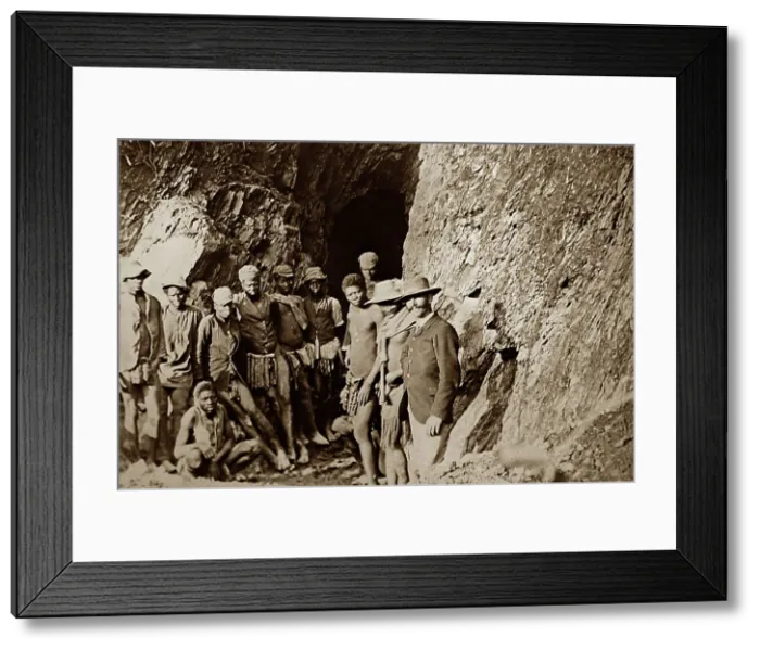 Framed Print : Gold mine workers, Barberton, South Africa, Victorian period Framed Print : Gold mine workers, Barberton, South Africa, Victorian period
