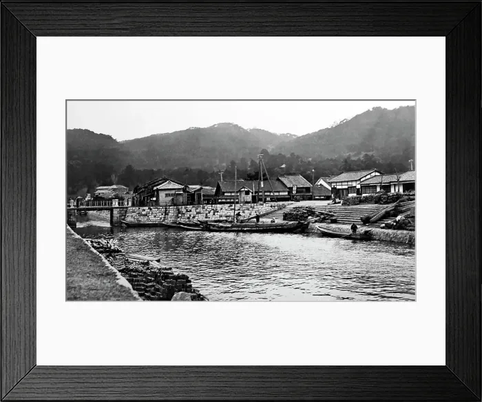 Framed Print : Shiogama harbour, Japan, Victorian period Framed Print : Shiogama harbour, Japan, Victorian period