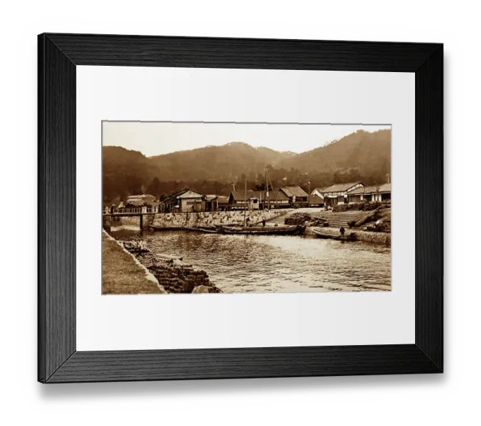 Framed Print : Shiogama harbour, Japan, Victorian period Framed Print : Shiogama harbour, Japan, Victorian period