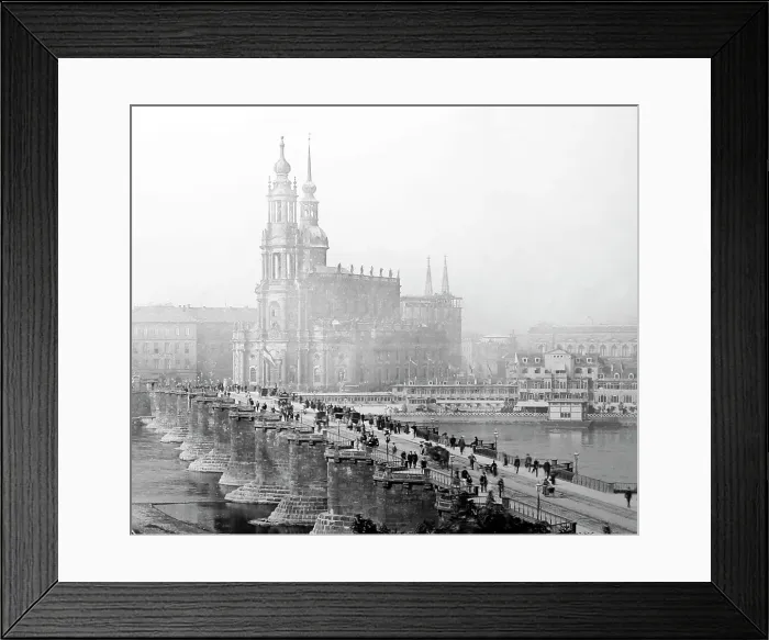 Framed Print : Augustus Bridge, Dresden, Germany, Victorian period Framed Print : Augustus Bridge, Dresden, Germany, Victorian period