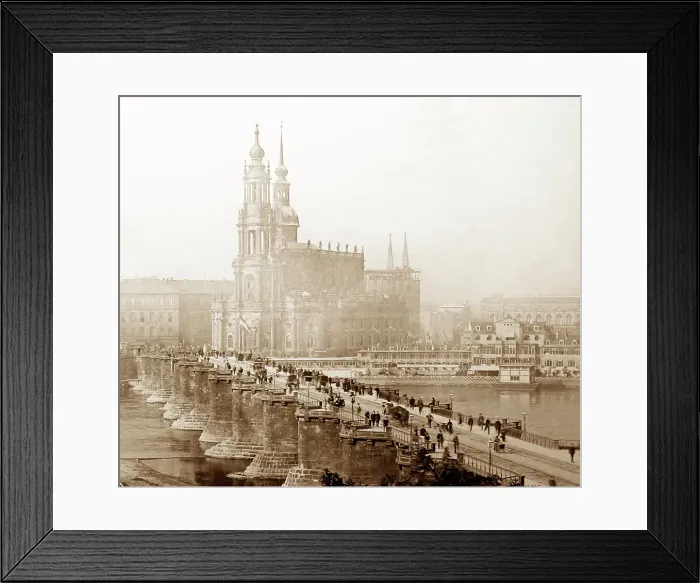 Framed Print : Augustus Bridge, Dresden, Germany, Victorian period Framed Print : Augustus Bridge, Dresden, Germany, Victorian period