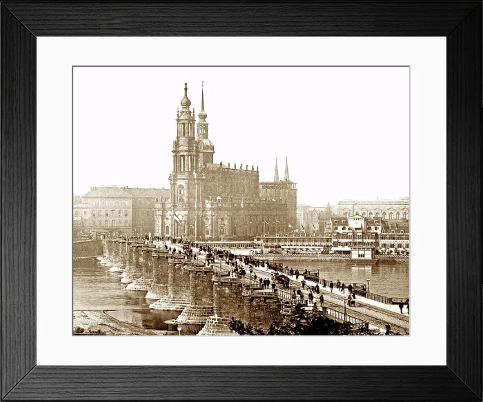 Framed Print : Augustus Bridge Dresden Germany Victorian period Framed Print : Augustus Bridge Dresden Germany Victorian period