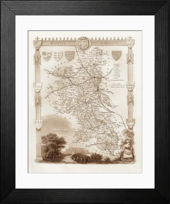 Framed Print : 1840s Victorian Map of Buckinghamshire Framed Print : 1840s Victorian Map of Buckinghamshire