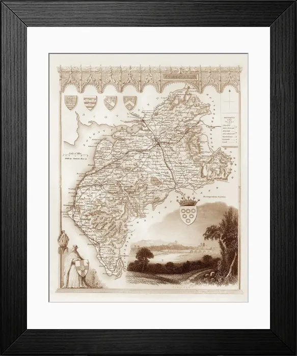 Framed Print : 1840s Victorian Map of Cumberland Framed Print : 1840s Victorian Map of Cumberland