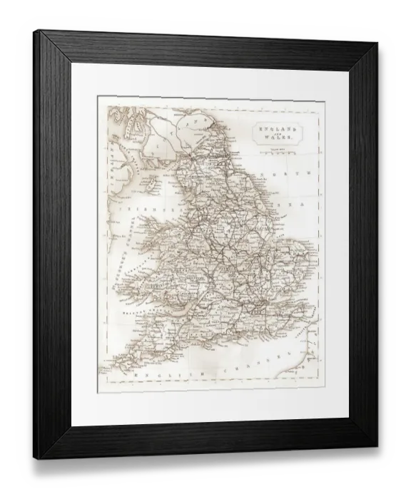 Framed Print : 1840s Victorian Map of Railways in England and Wales Framed Print : 1840s Victorian Map of Railways in England and Wales