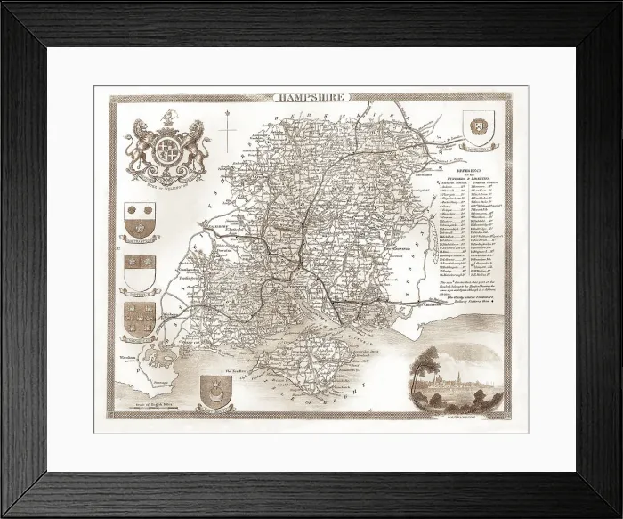 Framed Print : 1840s Victorian Map Of Hampshire Vintage Lantern Framed Print : 1840s Victorian Map Of Hampshire Vintage Lantern