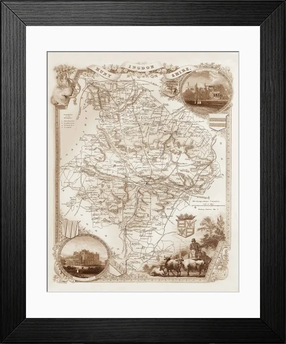 Framed Print : 1840s Victorian Map of Huntingdonshire Framed Print : 1840s Victorian Map of Huntingdonshire